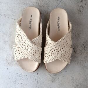 Kelsi Dagger Brooklyn Crochet Slide Sandals Size 6 Cottage Boho Coastal Beach